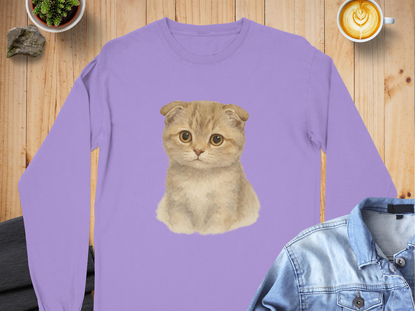 Adorable Kitty Print Long Sleeve Shirt product type