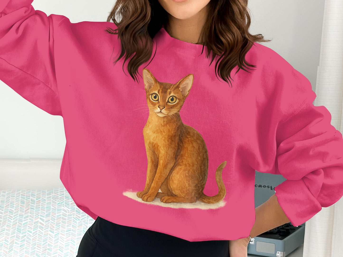 Cute Cat Graphic Design Pink Sweatshirt product type