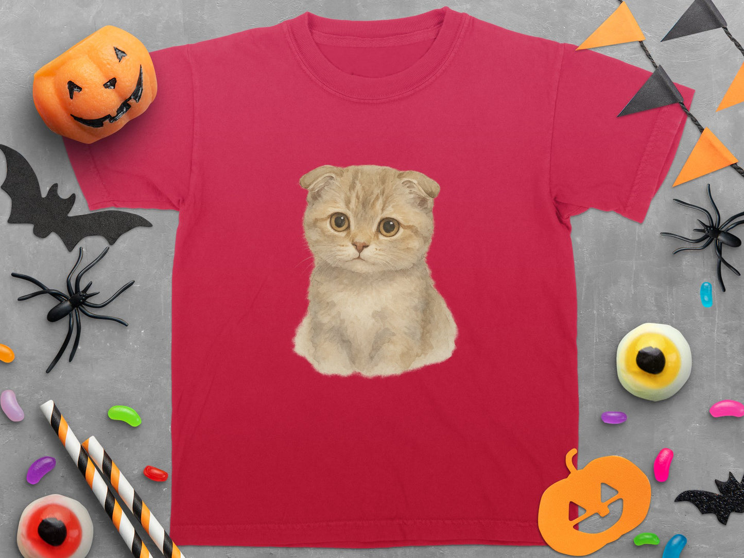 Cute Kitten Print Halloween Theme T-Shirt Product
