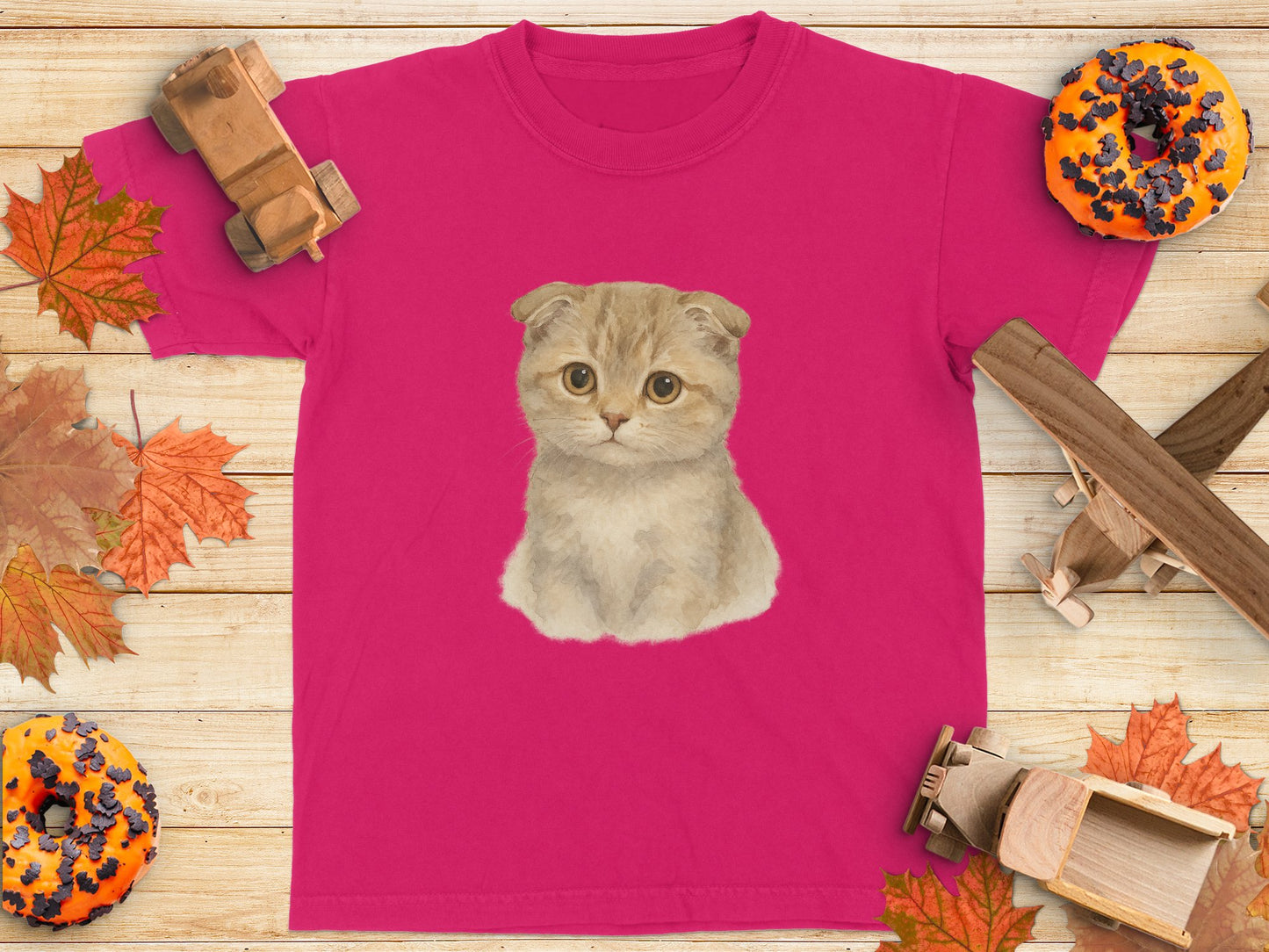 Cute Kitten Printed Pink T-shirt for Animal Lovers product