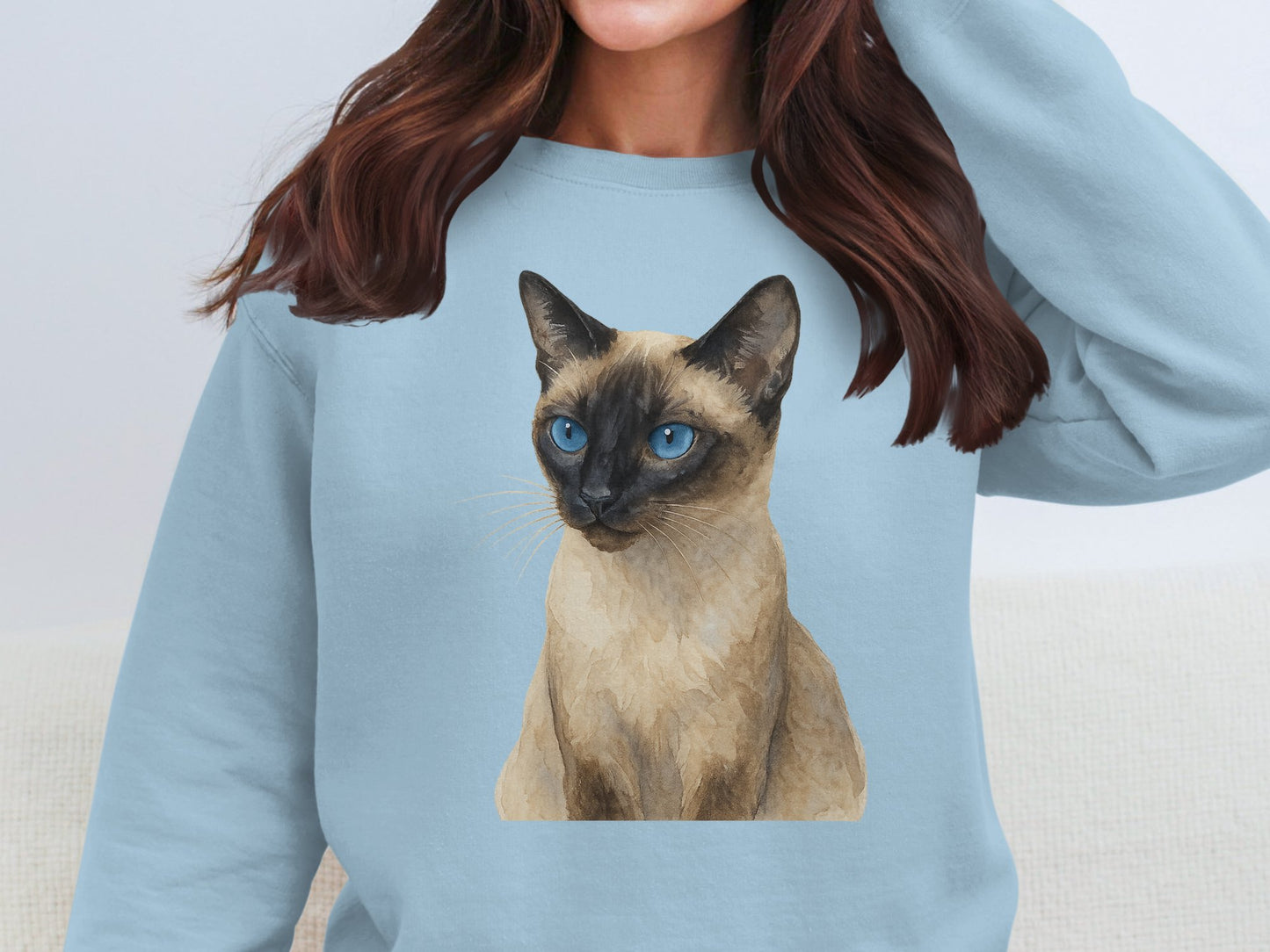 Siamese Cat Illustration on Light Sweatshirt product type