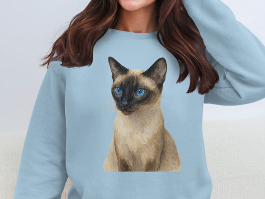 Siamese Cat Illustration on Light Sweatshirt product type