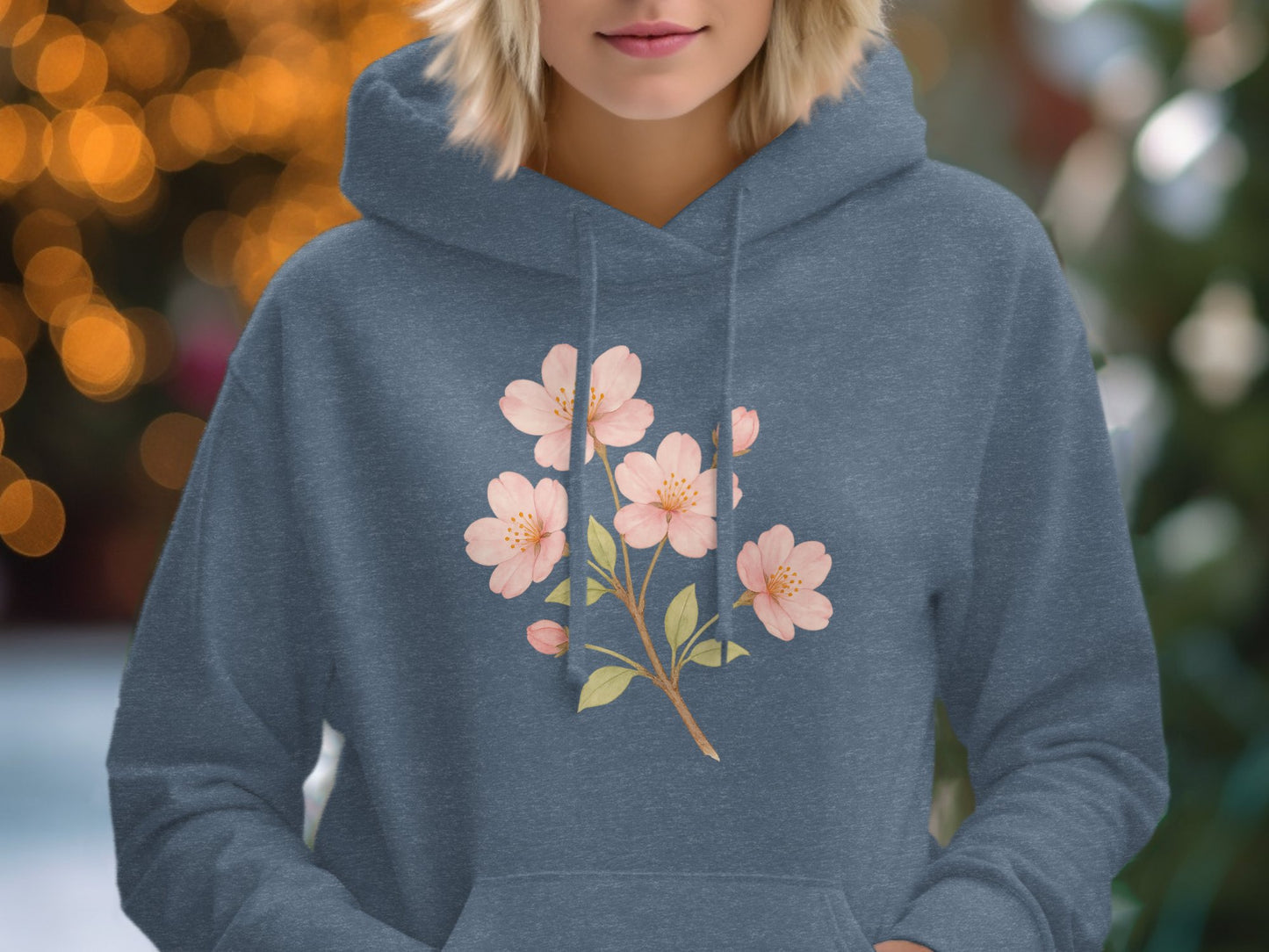 Floral Design Hoodie with Cherry Blossom Graphic product type