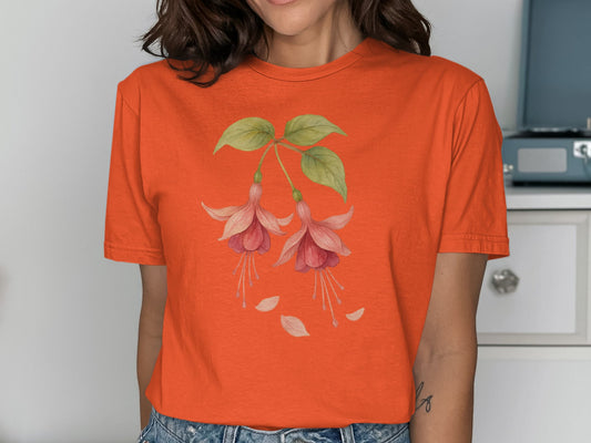 Stunning Orange Top with Botanical Print T-shirt product