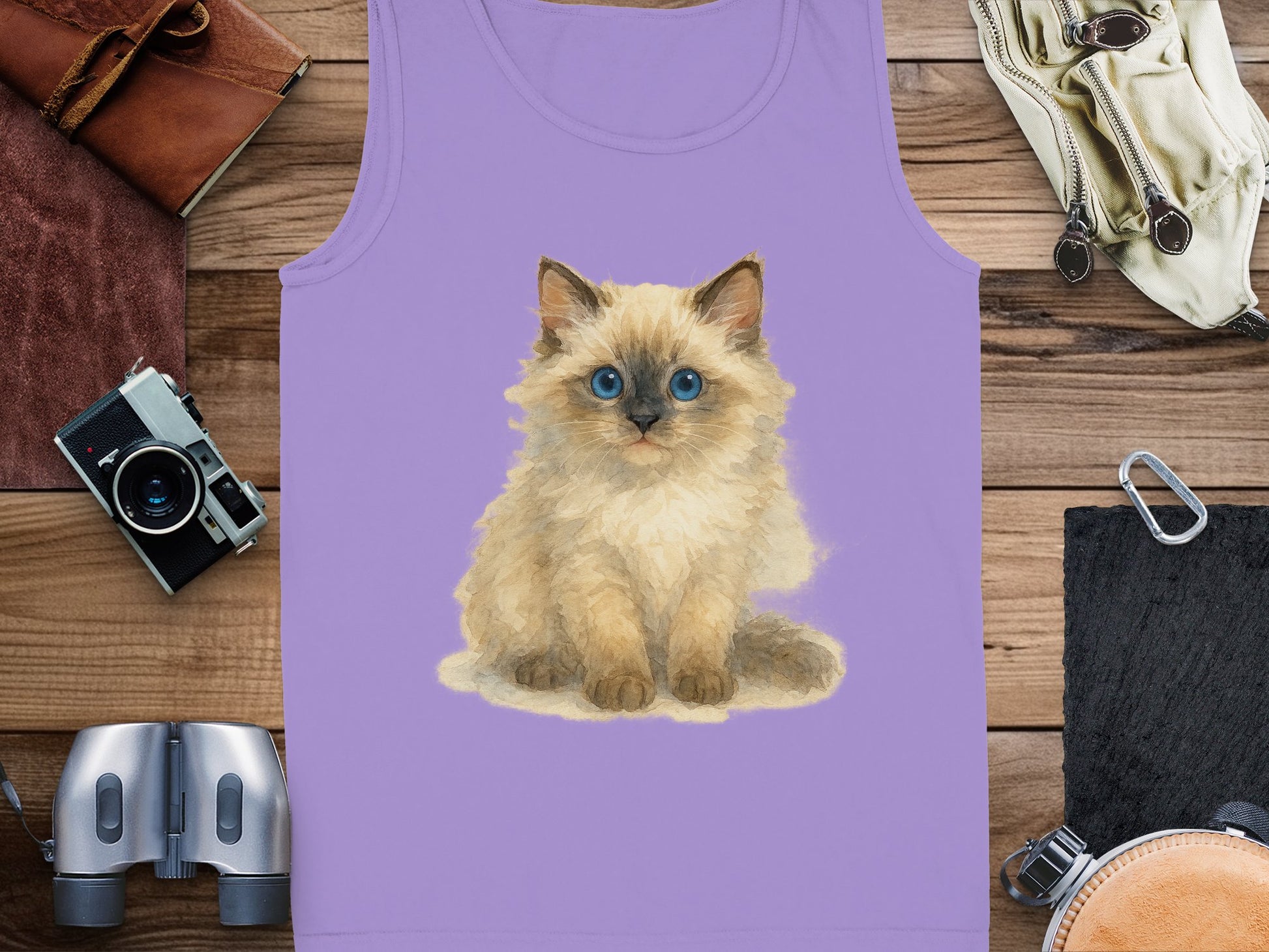 Cute Fluffy Kitten Print on Lavender Tank product