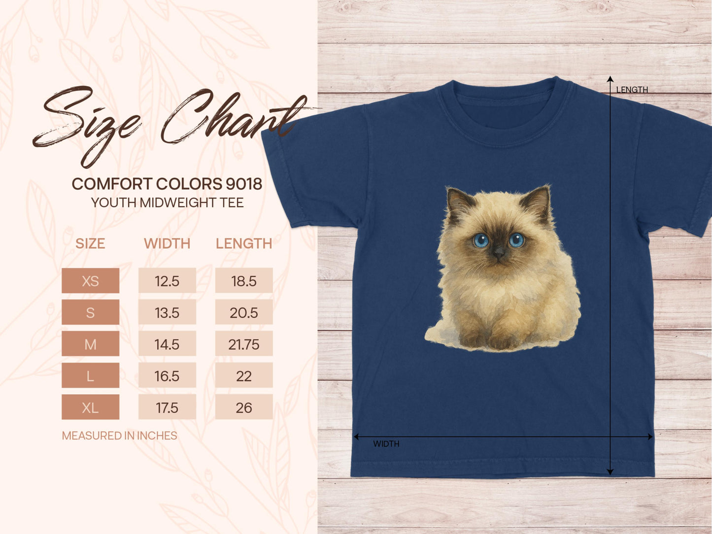 Adorable Fluffy Cat Print on Youth Midweight Tee product type