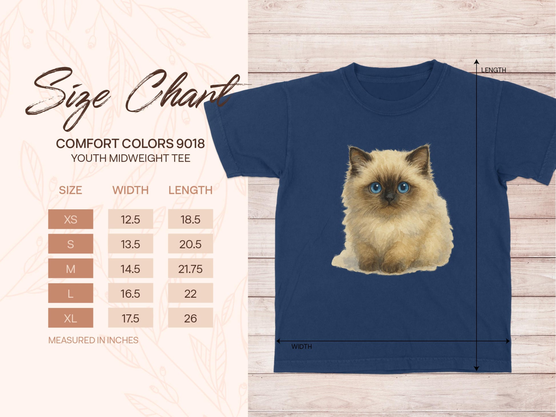 Adorable Fluffy Cat Print on Youth Midweight Tee product type