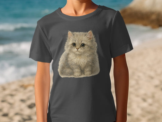 Cute Fluffy Kitten Print Gray Unisex T-Shirt product
