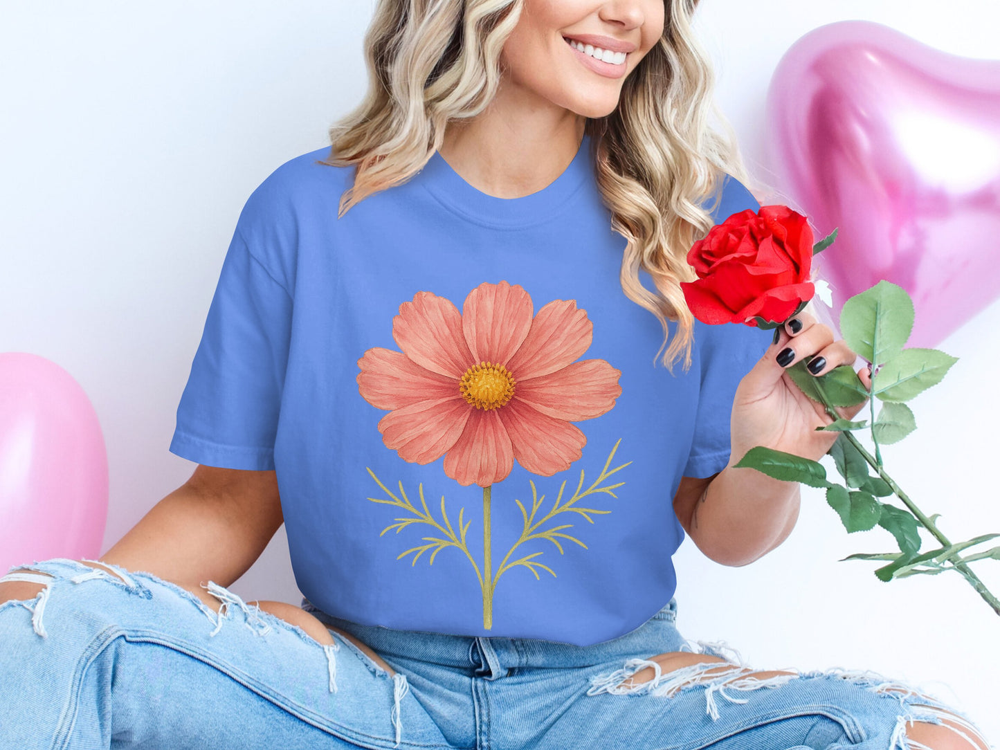 Blue Shirt with Floral Design for Women product