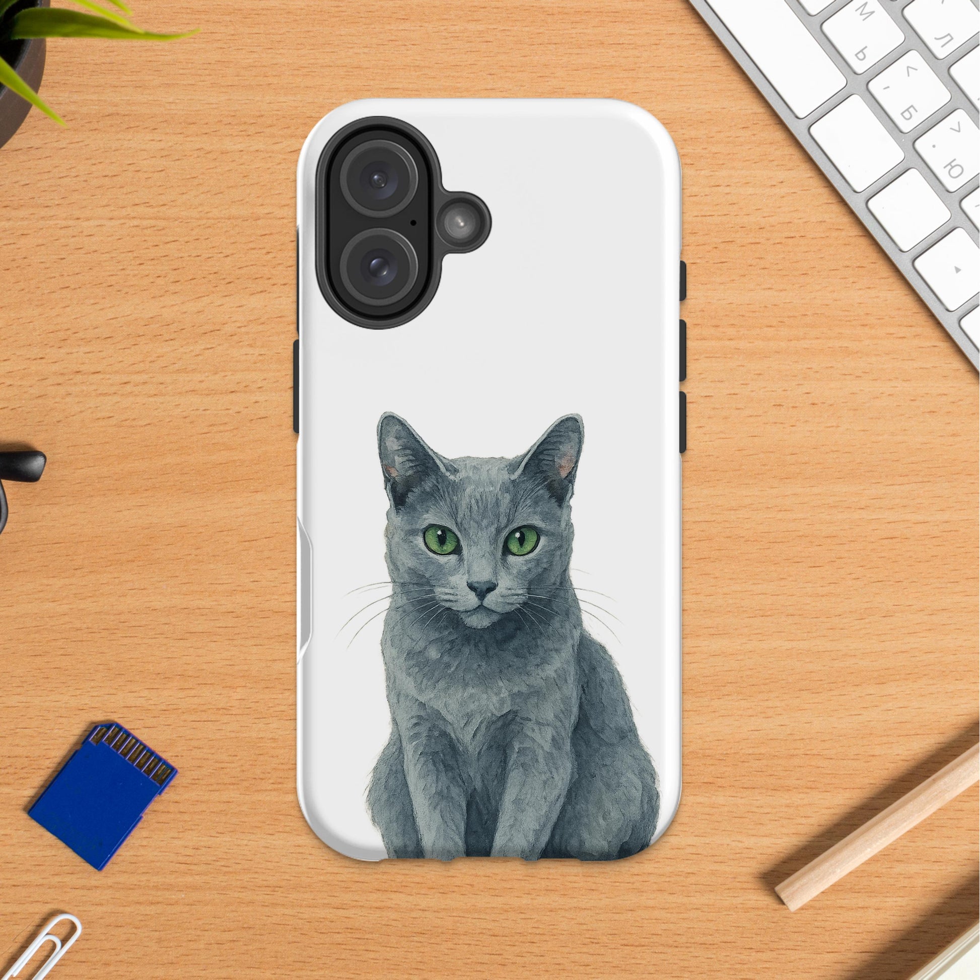 Realistic Gray Cat Illustration Phone Case product type
