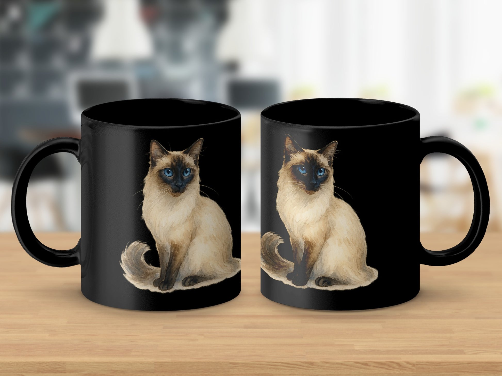 Siamese Cat Print Black Coffee Mug product type
