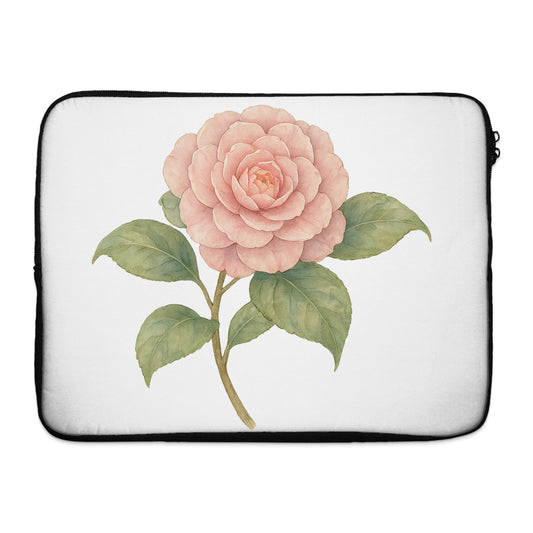 Beautiful Pink Flower with Green Leaves Laptop Sleeve product