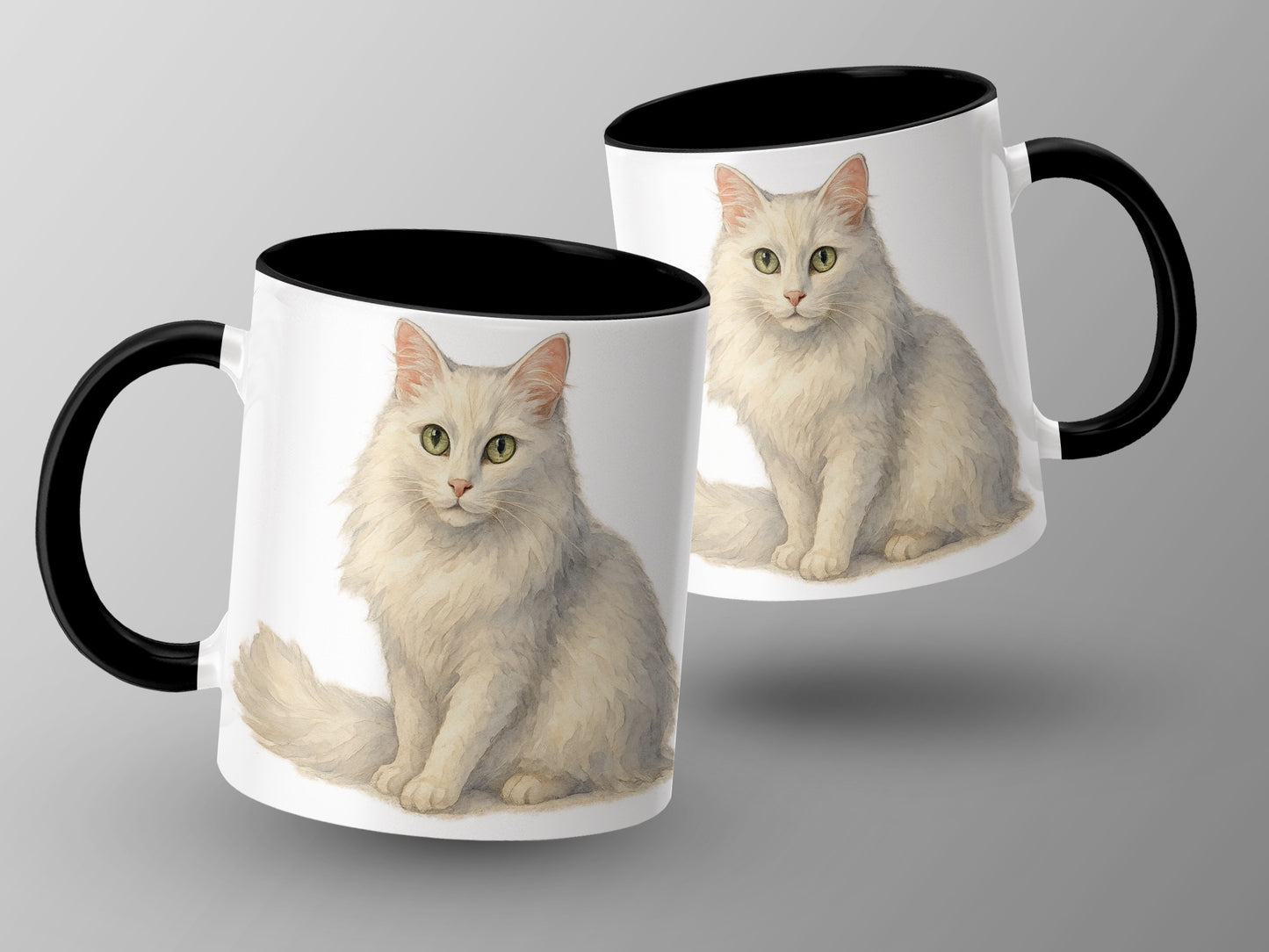 Adorable White Cat Print Coffee Mug Ceramic Product