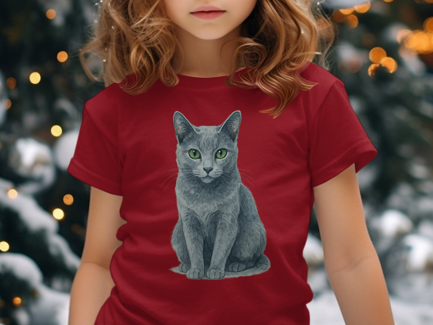 Gray Cat Graphic on Red Youth T-shirt product type