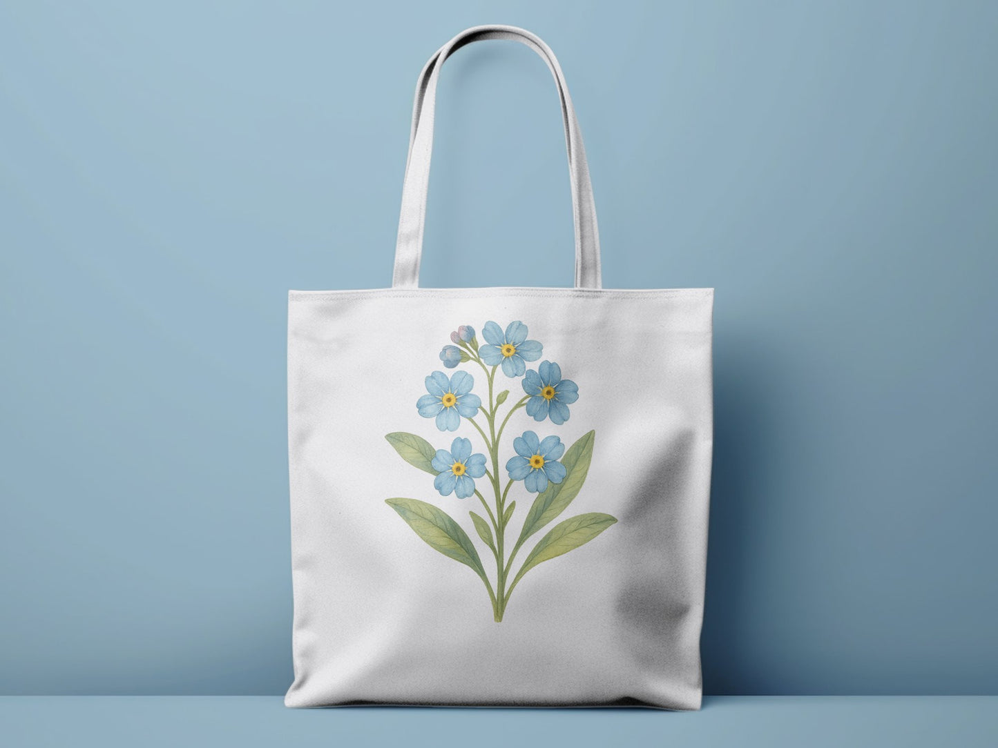 Beautiful Blue Flower Design White Tote Bag product type