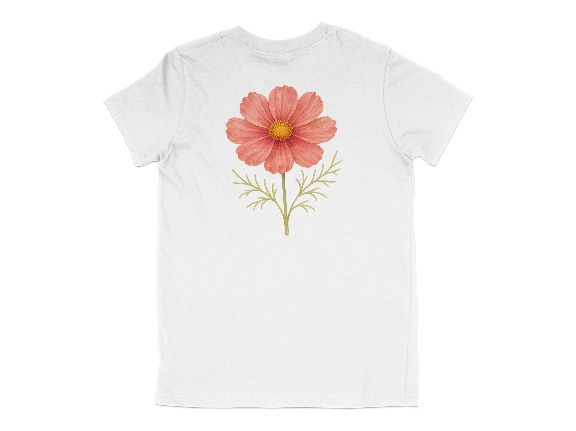 Beautiful Pink Flower Design on White T-Shirt product