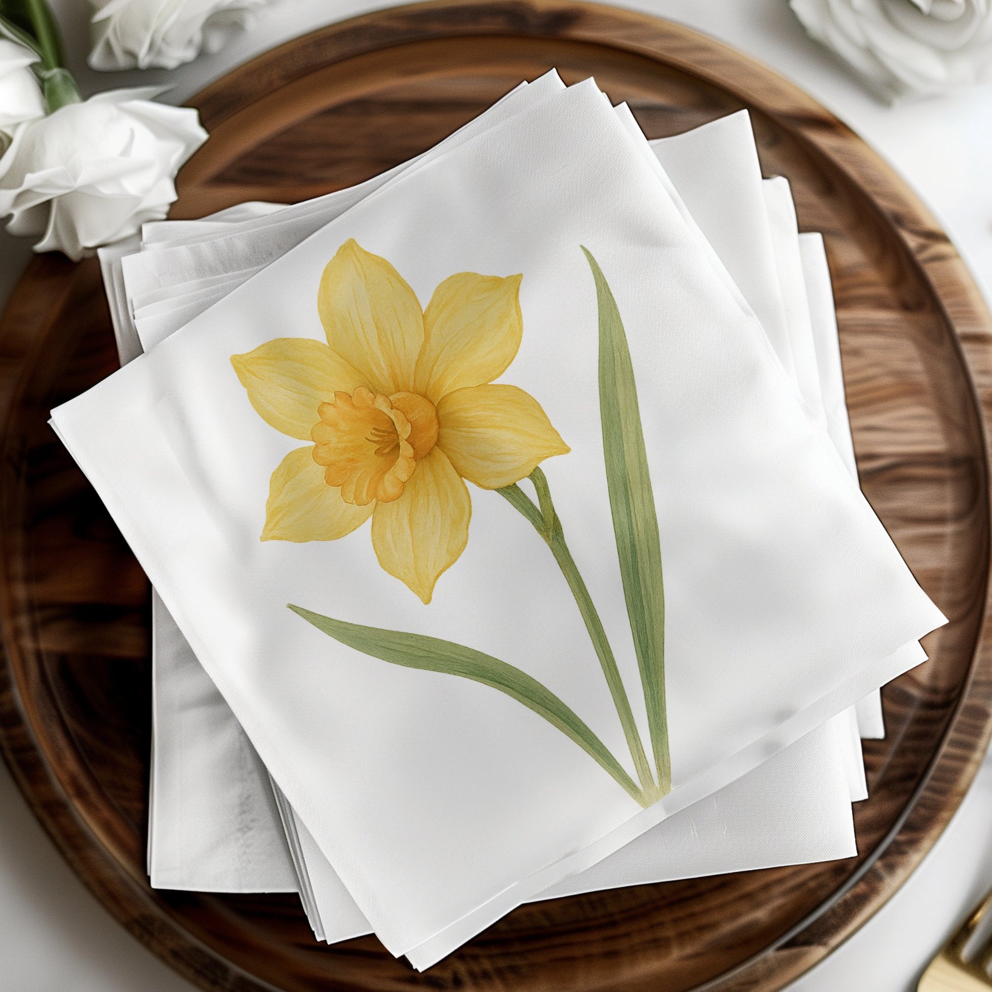 Yellow Daffodil Print Decorative Napkin product