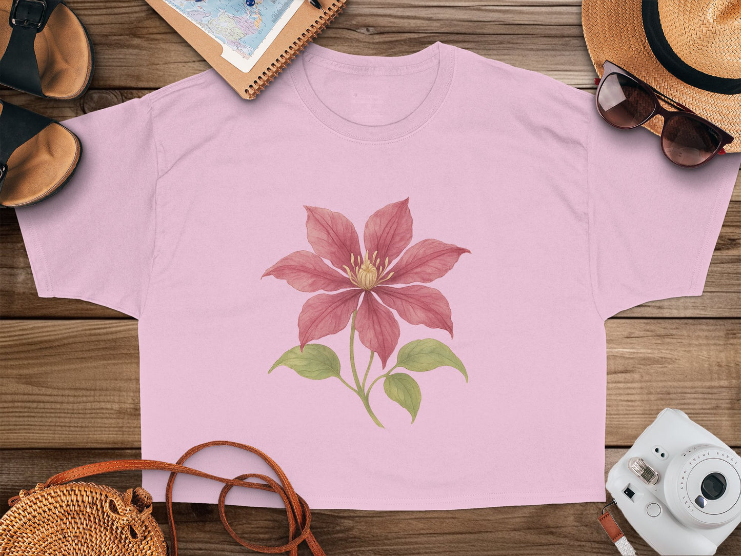 Floral Pink Crop Top with Artistic Flower print product type