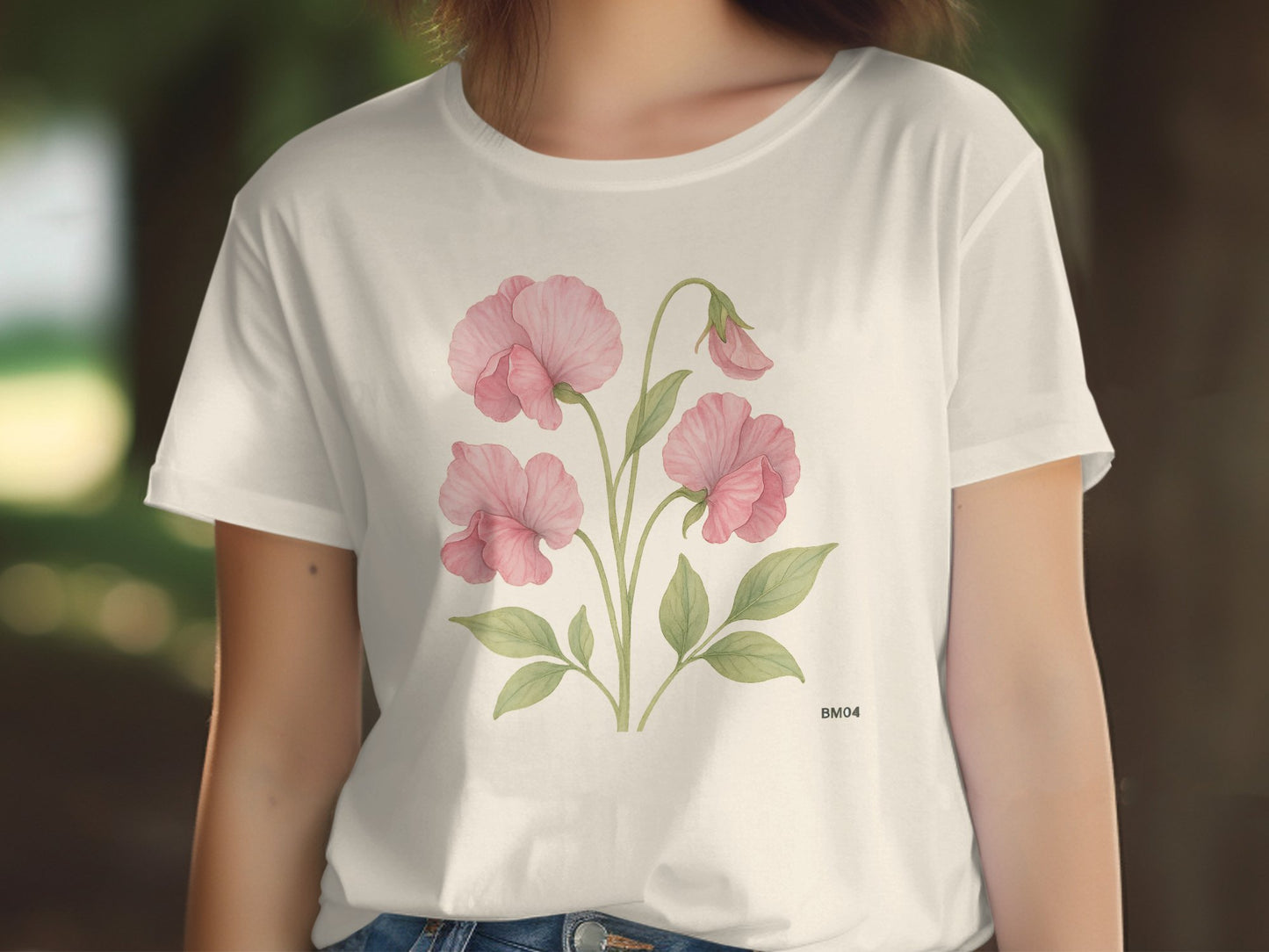 Floral Pink and Green Graphic Tee Shirt product type