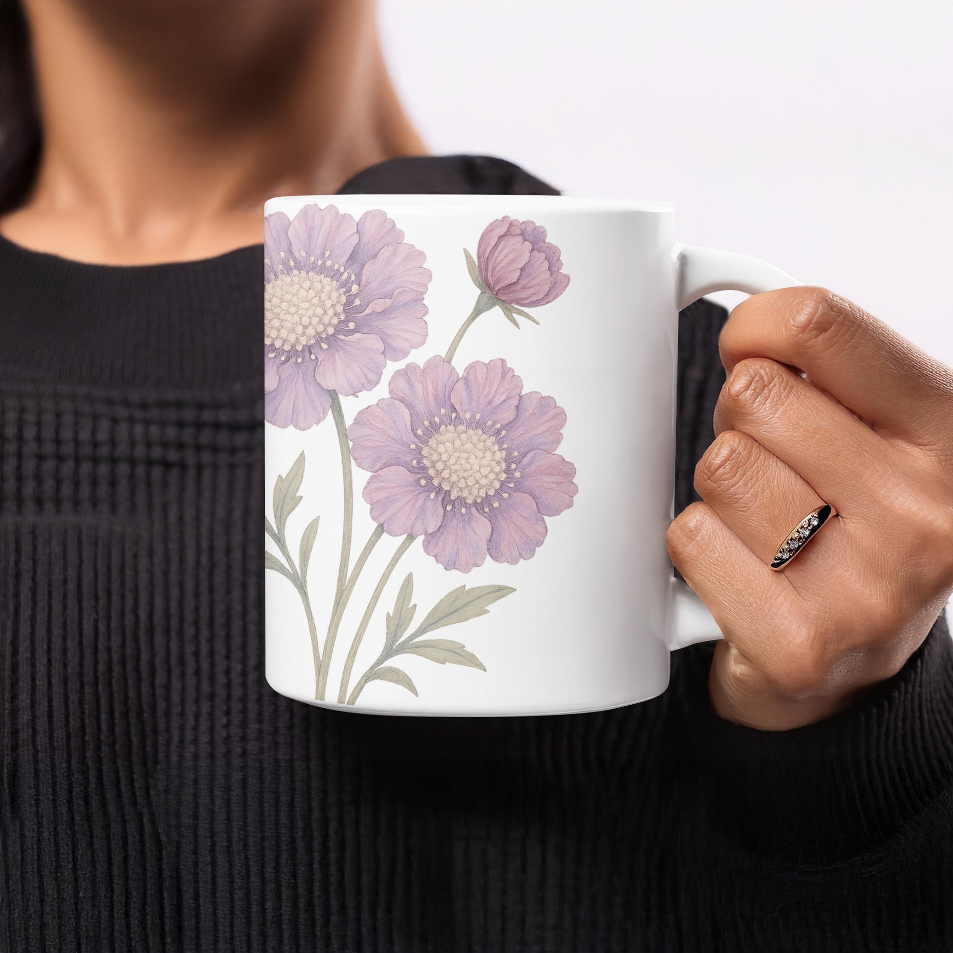 Purple Flower Design Mug with Floral Art Pattern product