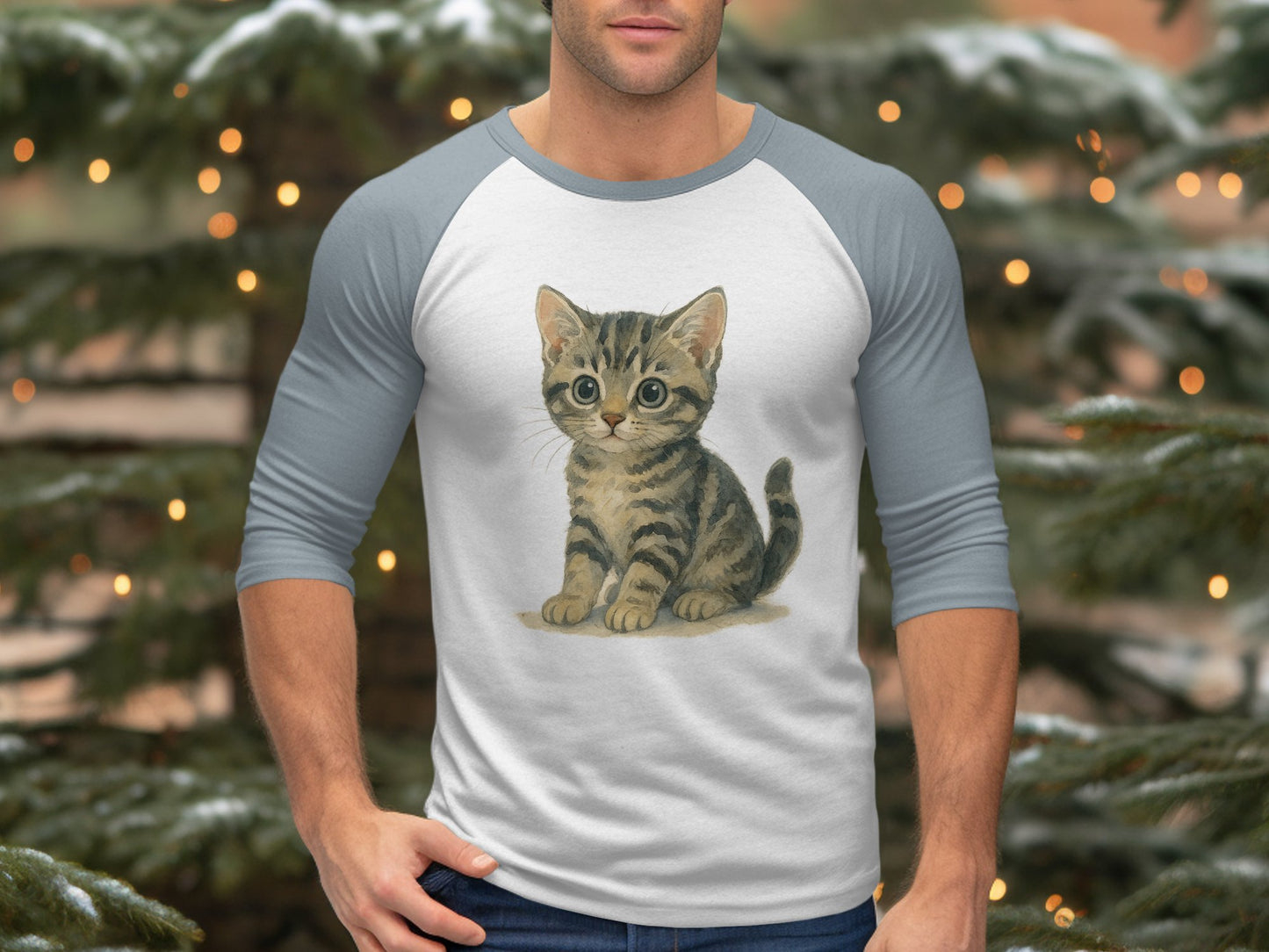 Adorable Kitten Print Raglan Shirt product type