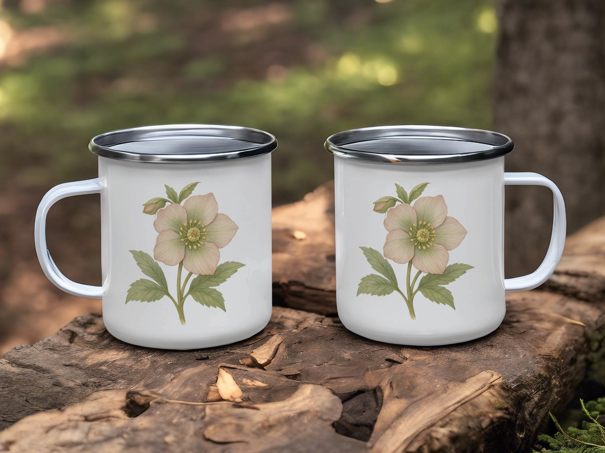 Floral Design on White Coffee Mug Set product