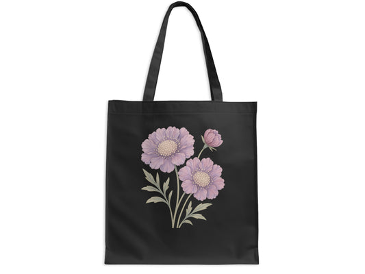 Black Tote Bag with Purple Floral Print product type