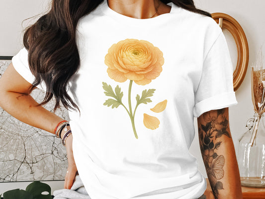 Yellow Flower Graphic White Tee Shirt product type