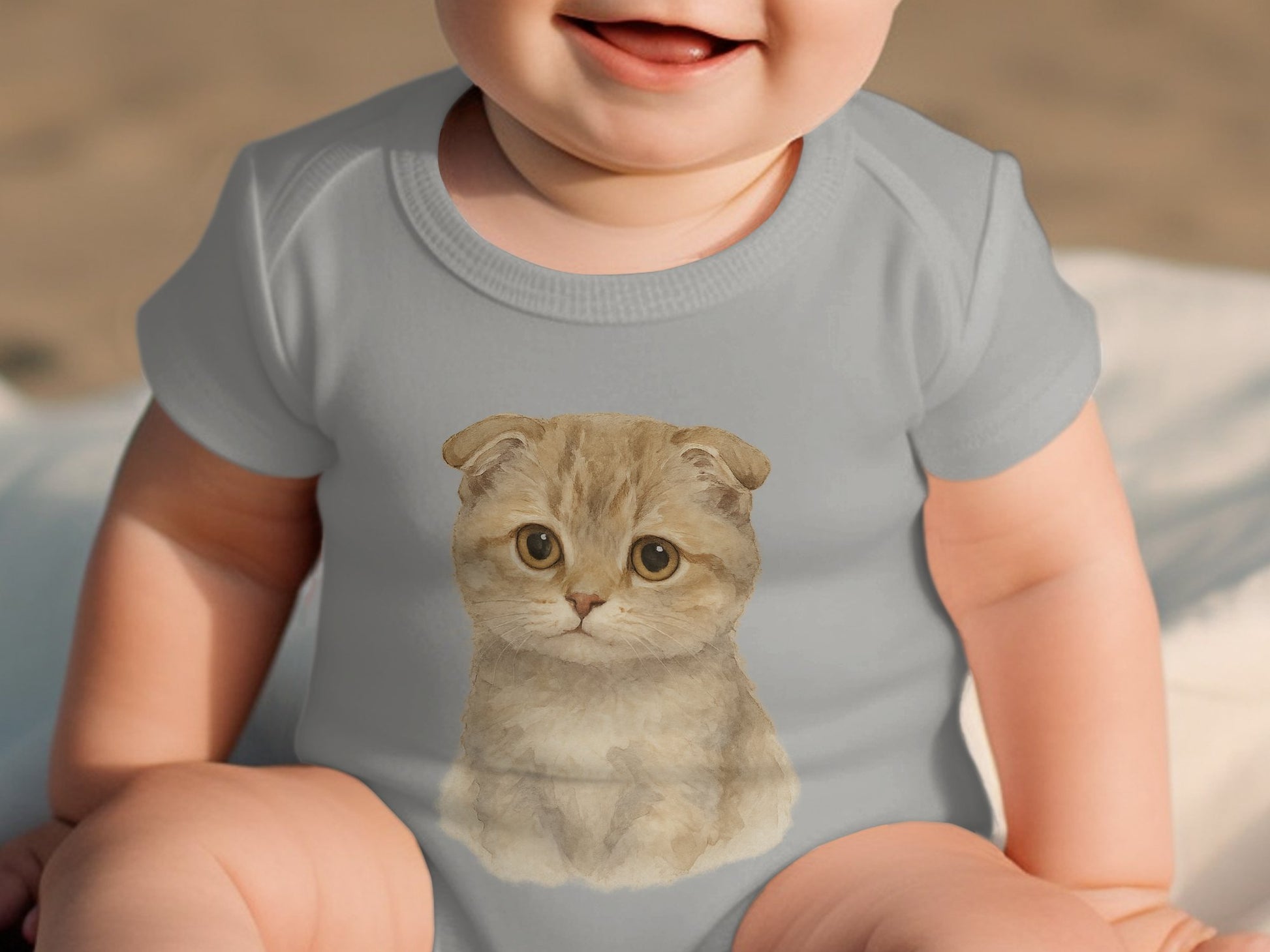 Adorable Baby Scottish Fold Kitten Print Baby Clothing