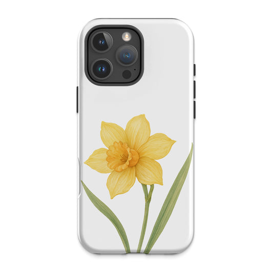 Yellow Flower Design on White Background phone case