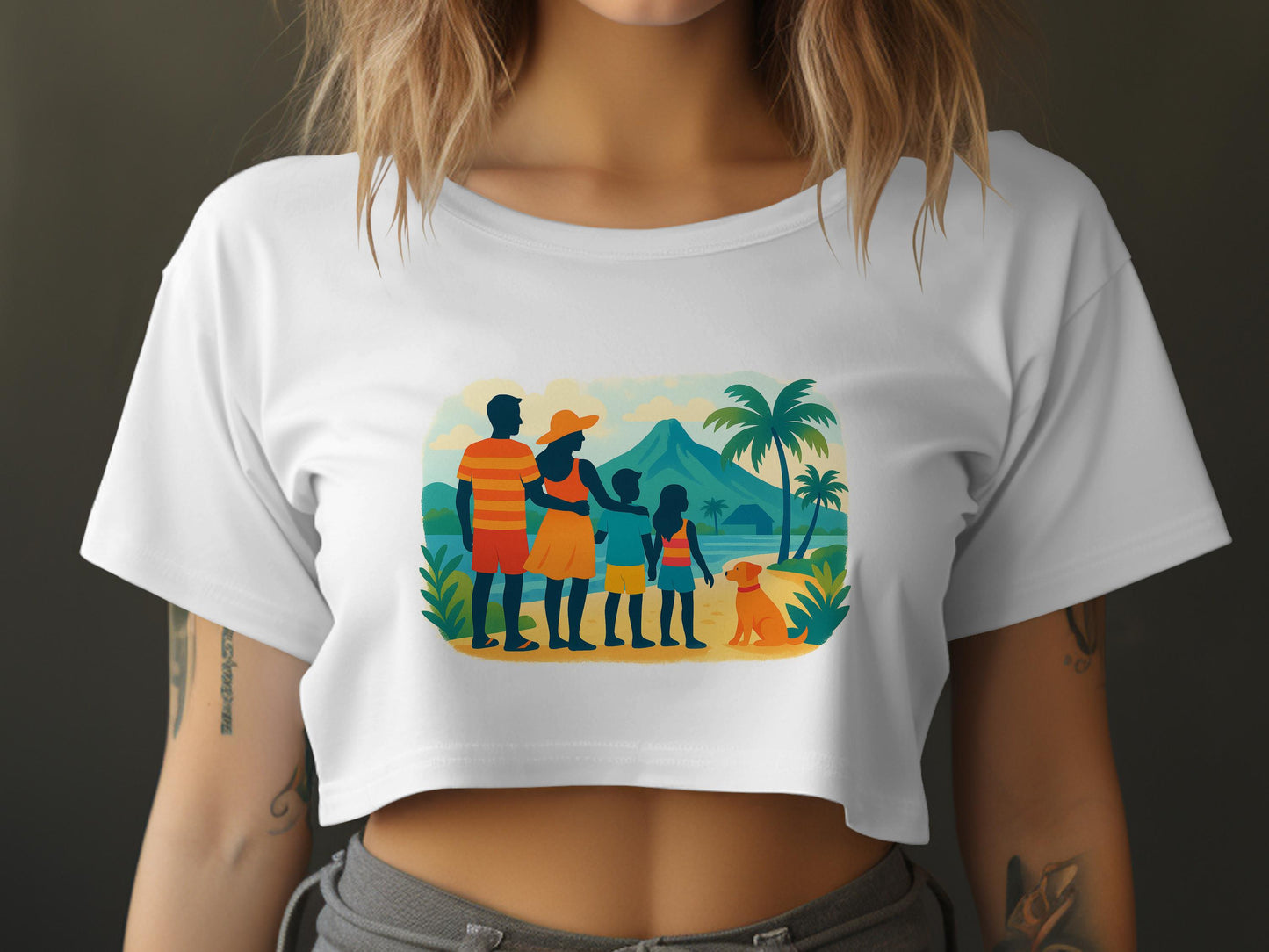 Family Beach Vacation Print Cropped Top Design product