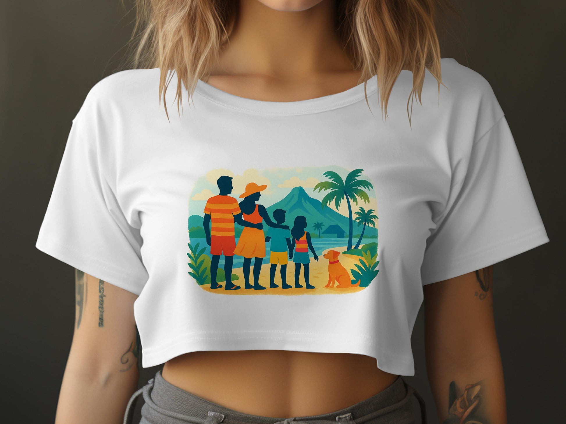 Family Beach Vacation Print Cropped Top Design product