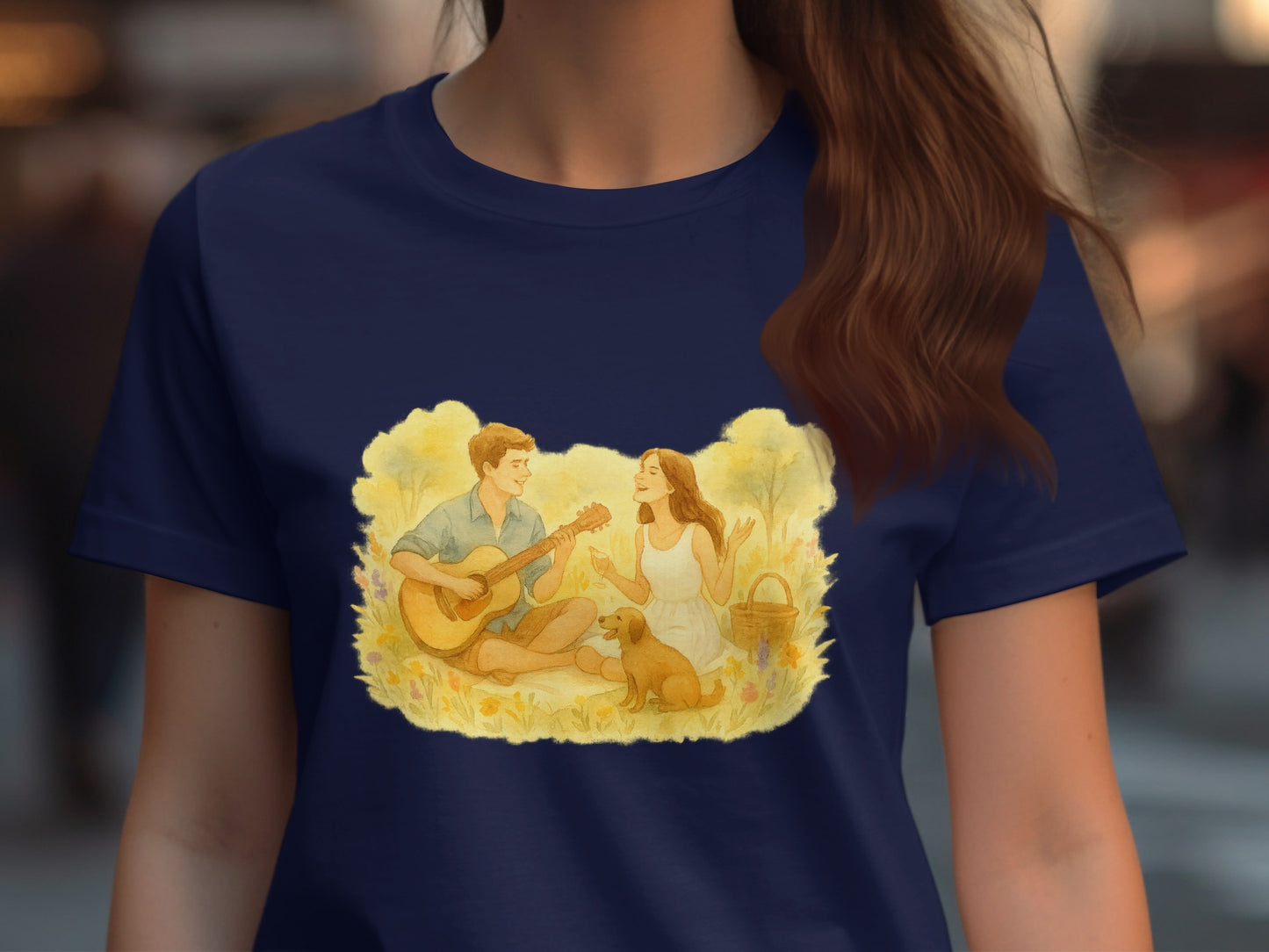 Romantic Couple with Guitar Graphic T-Shirt product