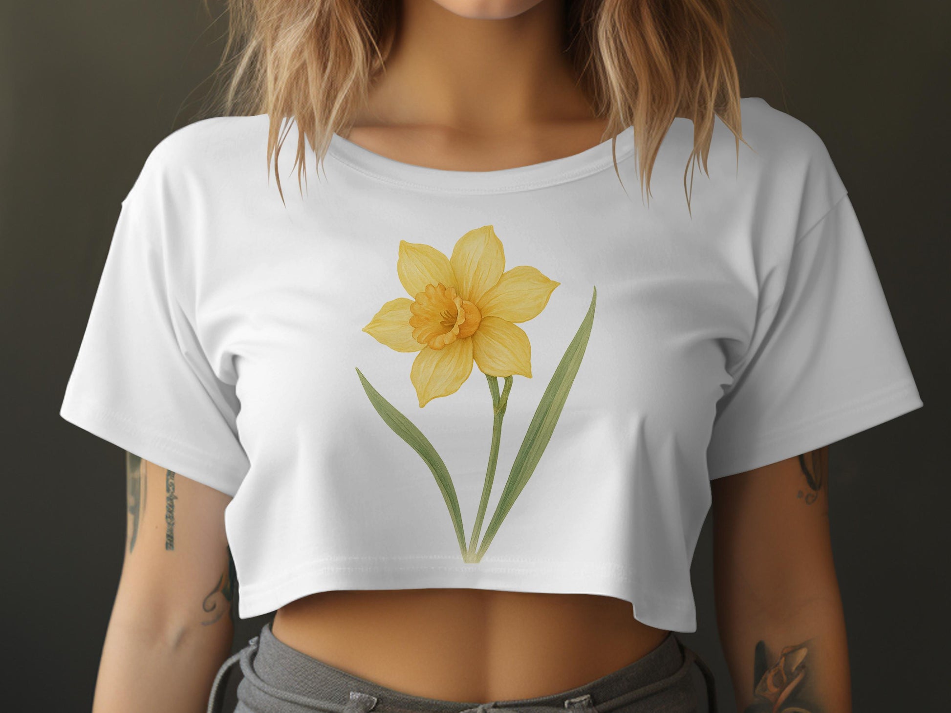 Beautifully Designed Yellow Daffodil Print Crop Top product