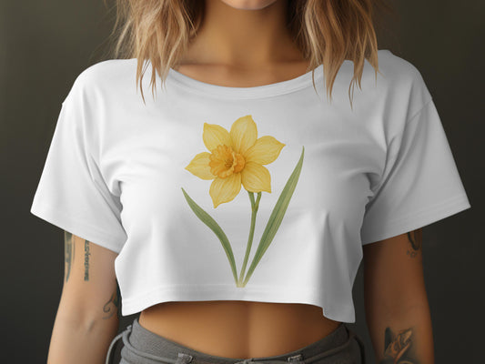 Beautifully Designed Yellow Daffodil Print Crop Top product