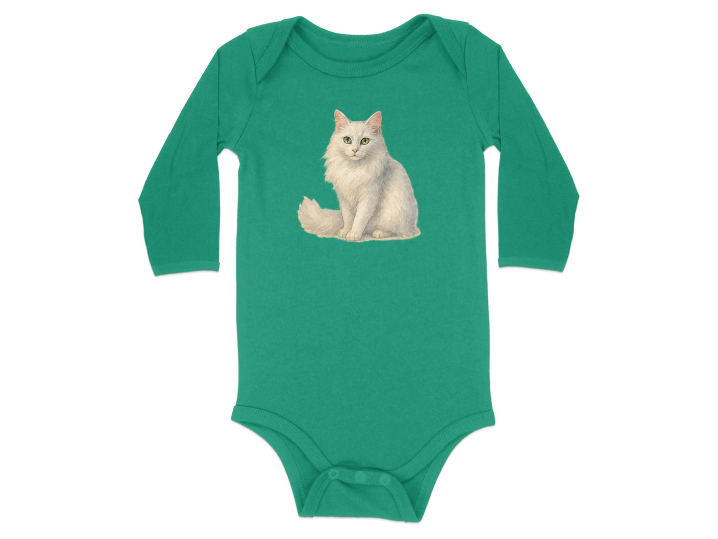 Cute Fluffy White Cat Long Sleeve Onesie product type
