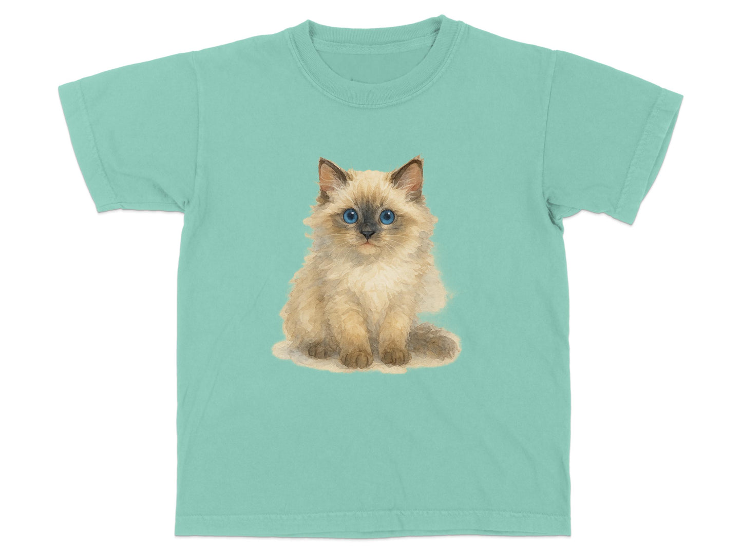 Adorable Kitten Design on Turquoise Shirt product type