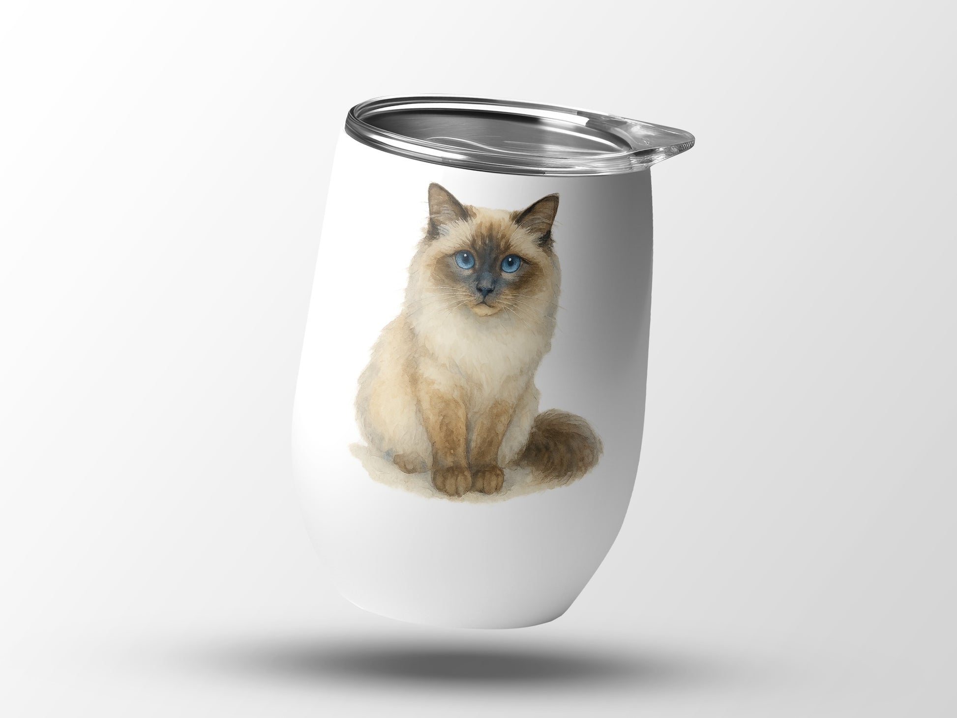 Charming Blue-Eyed Cat Artwork on Insulated Tumbler product