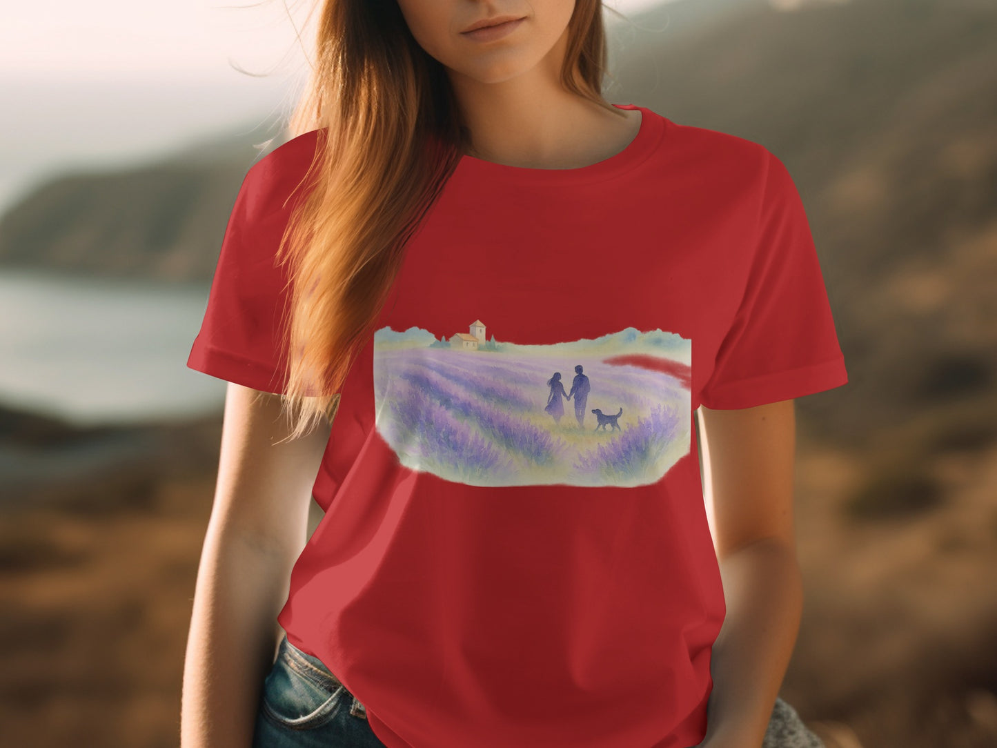 Serene Lavender Field Scenic Artwork T-shirt product type