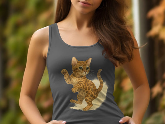 Cute Playful Kitten Design on Graphic Tank Top product type