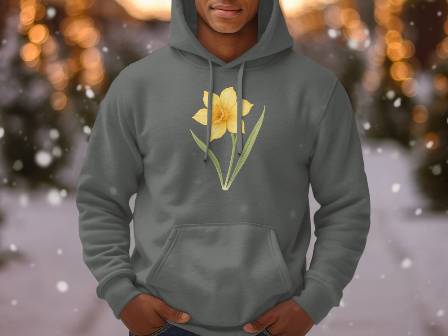 Elegant Yellow Flower on Gray Hoodie product type