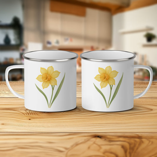 Beautiful Emma Enamel Mug with Yellow Flower Design product