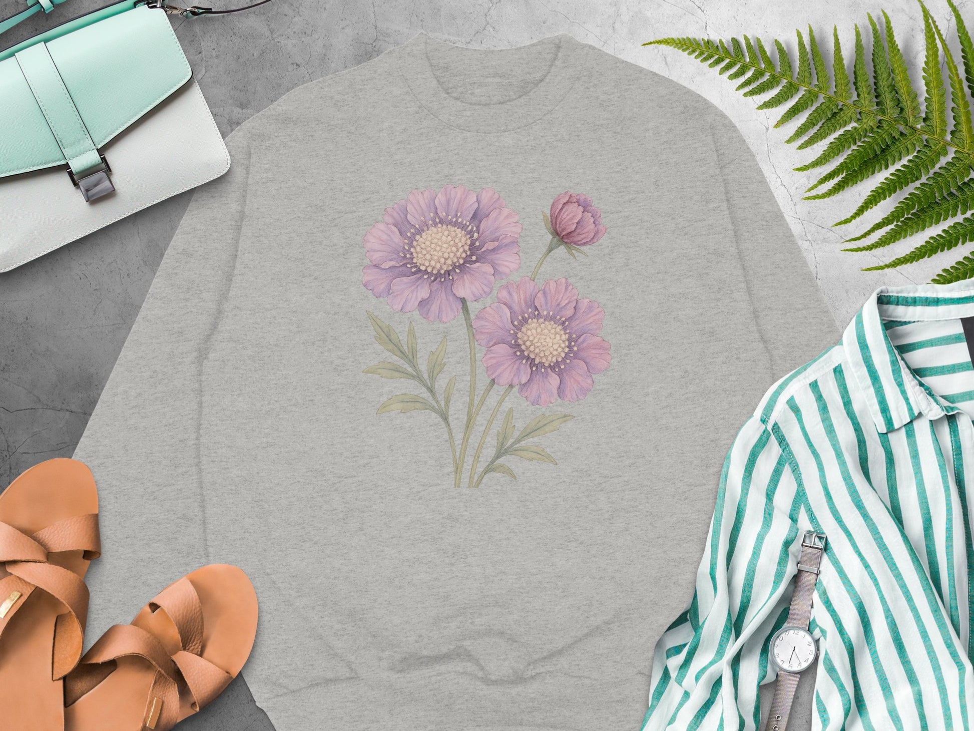 Beautiful Pastel Purple Floral Design on Sweatshirt product
