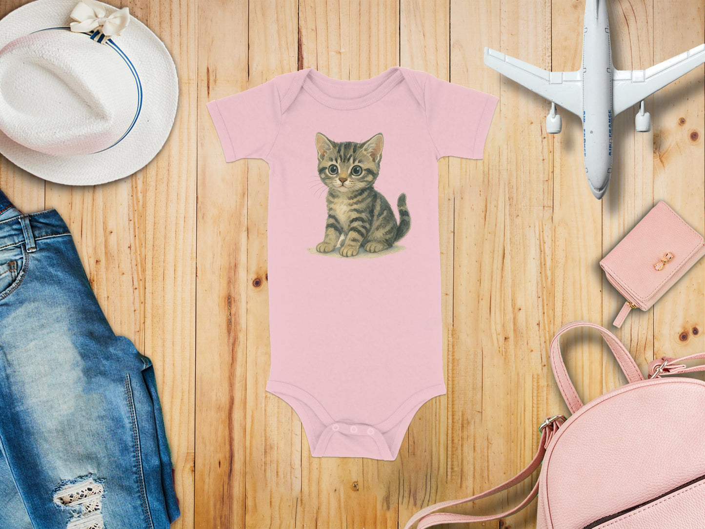 Adorable Kitten Graphic Pink Baby Onesie product type