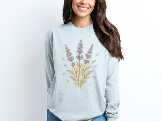 Lavender Floral Design Printed Sweatshirt product type