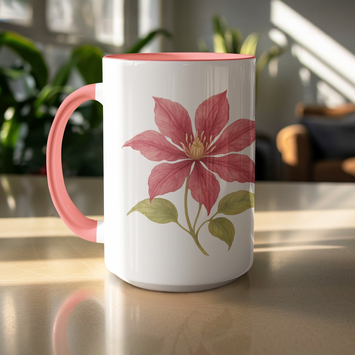 Poinsettia Flower Design Large Capacity Coffee Mug product
