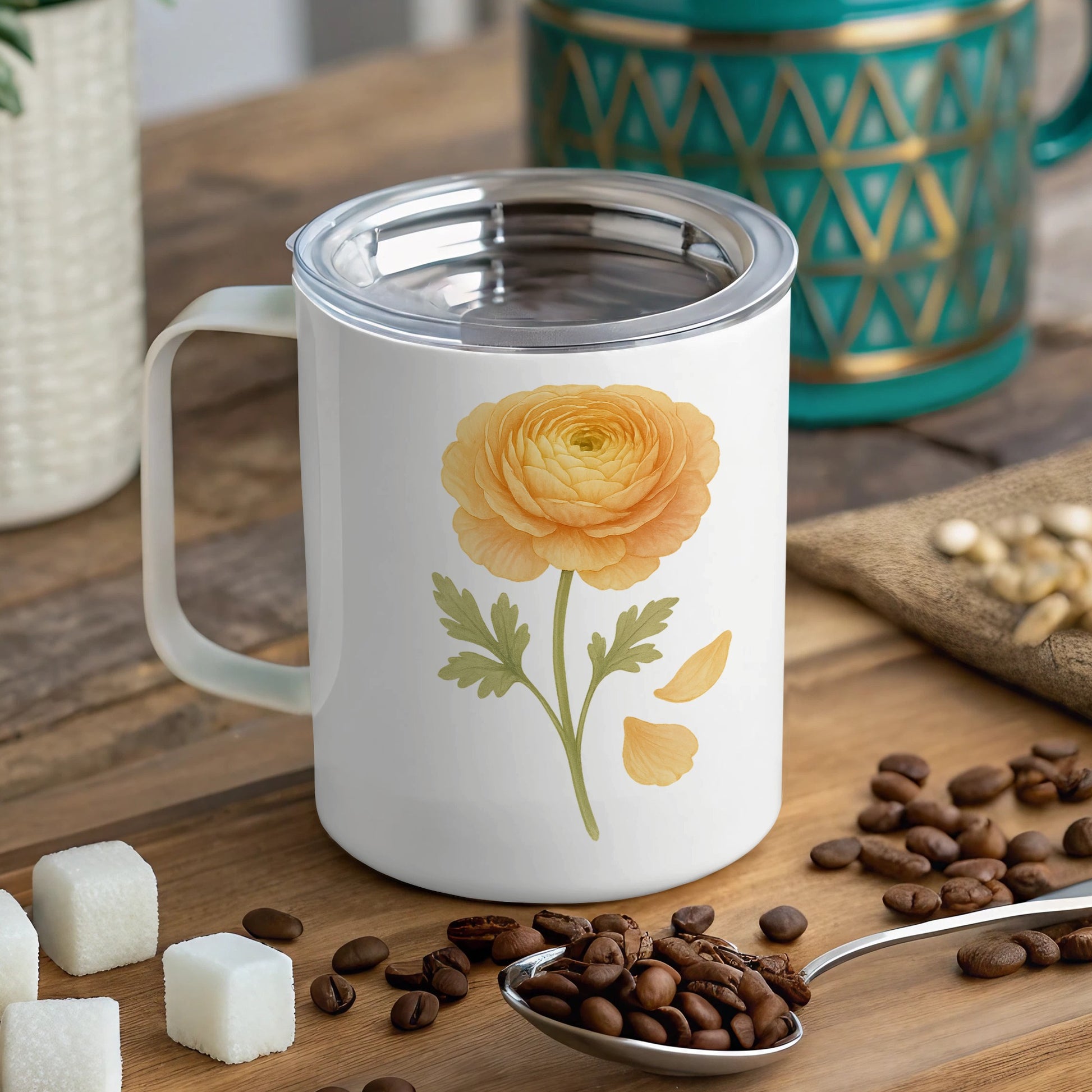 Beautiful Flower Design on White Coffee Mug product