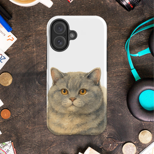 Gray Cat Illustration Phone Case Product