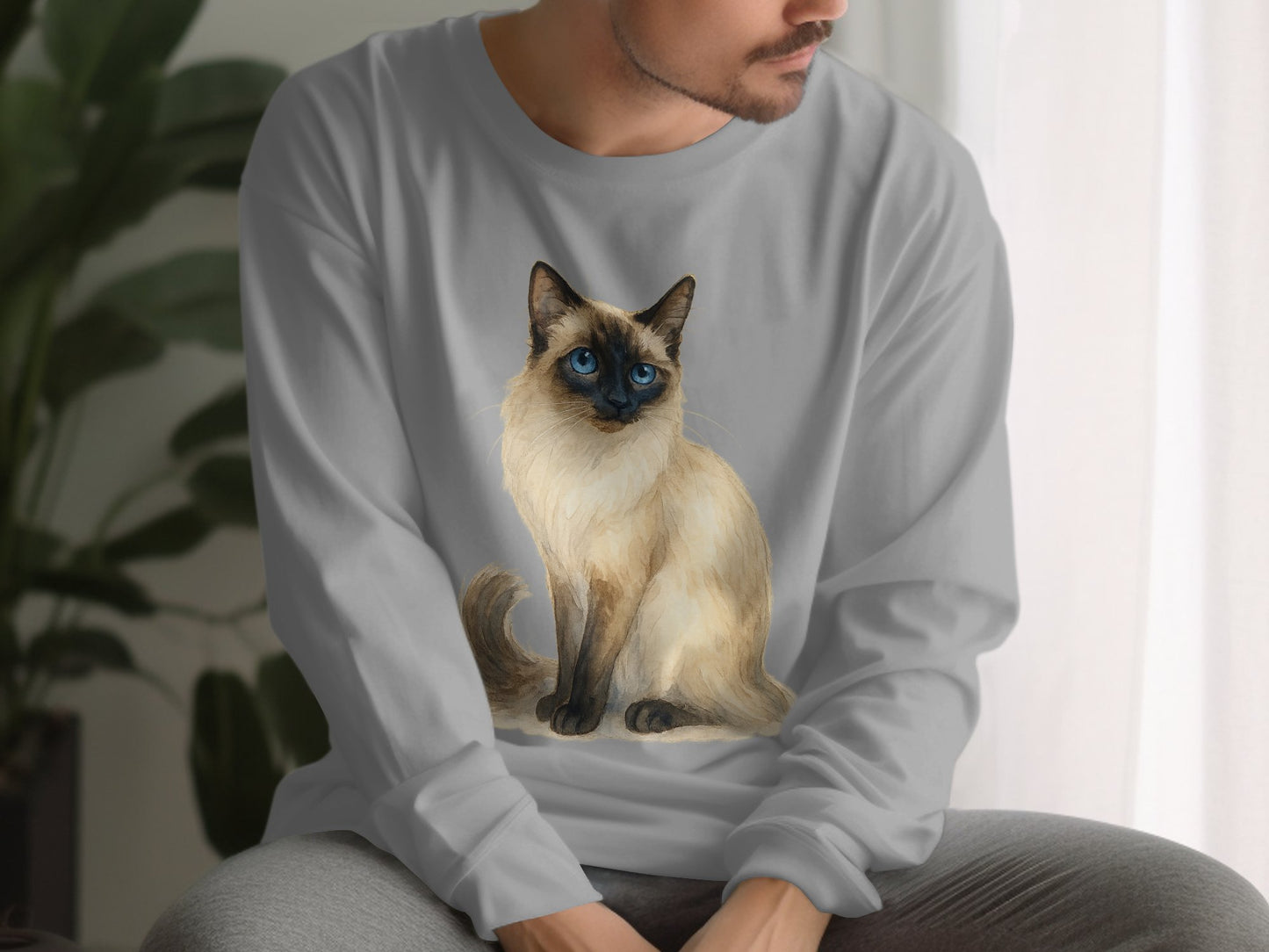 Siamese Cat Illustration Graphic Long Sleeve Shirt product type