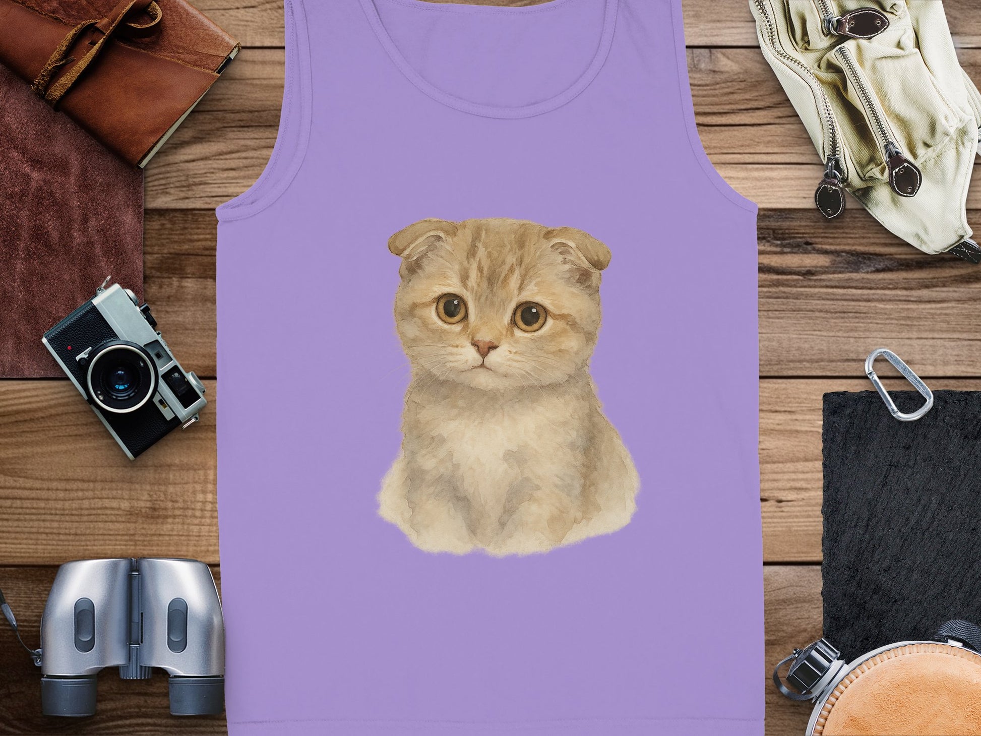 Cute Kitten Print on Purple Tank Top product type